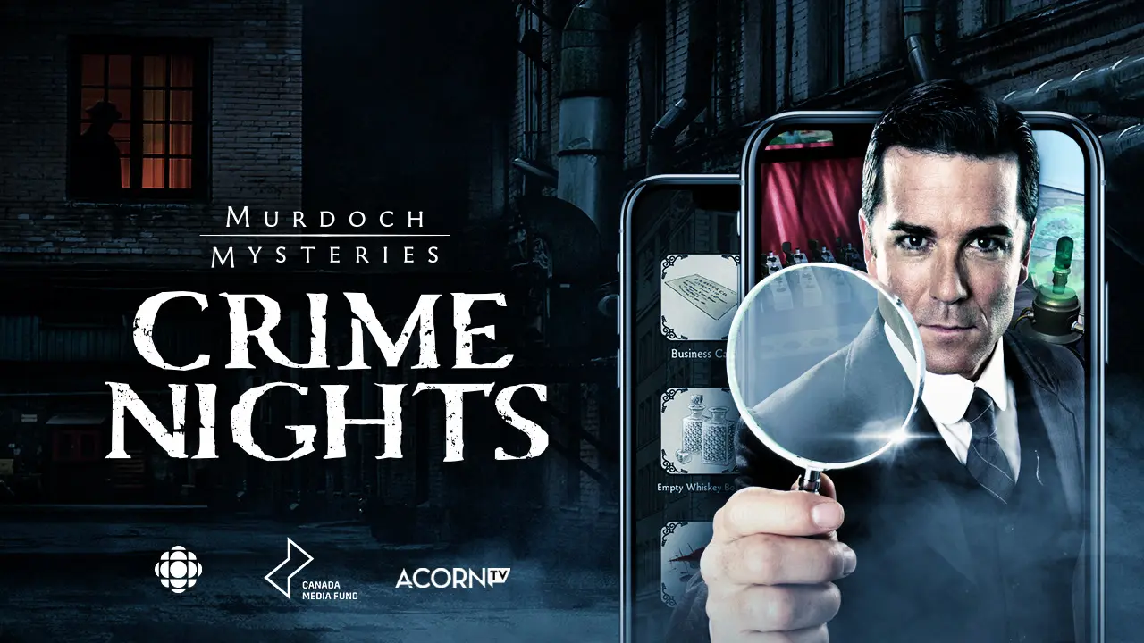 Poster art for the Murdoch Mysteries official game, Crime Nights
